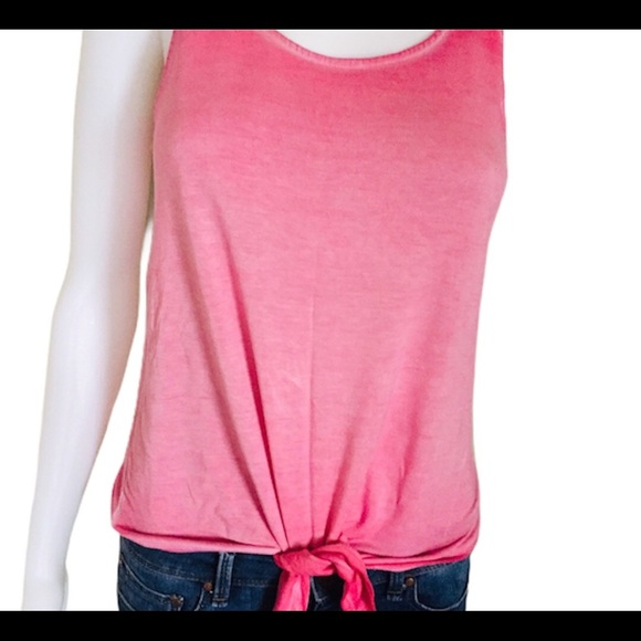 PINK ROSE Vintage Tie-Dye/Ombré Tank/Top With Knotted Tie Front Pink Size Small - Picture 4 of 10
